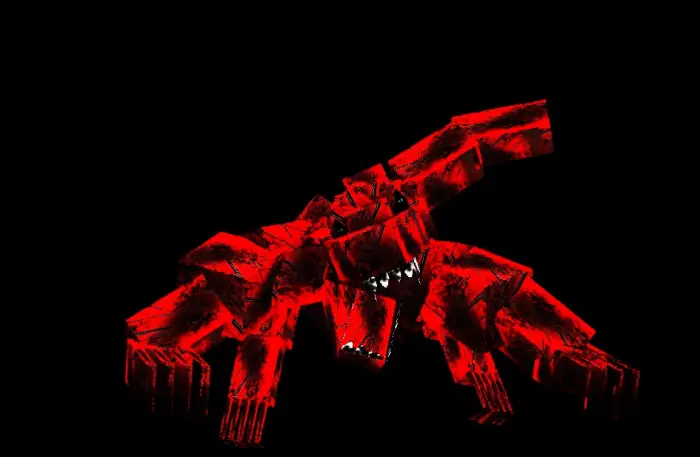 Red distorted crocodile creature mod model