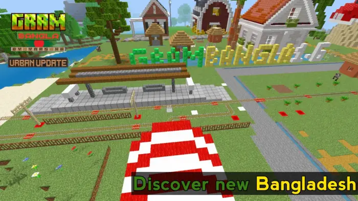 ALT text Blocky rural town with rail station and houses