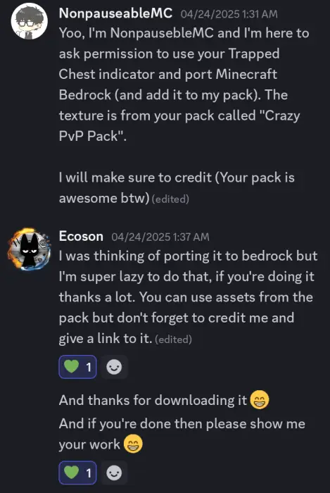 ALT Discord chat about texture pack permissions