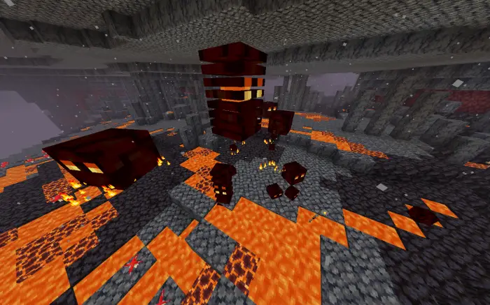 Multiple magma monsters above lava pools