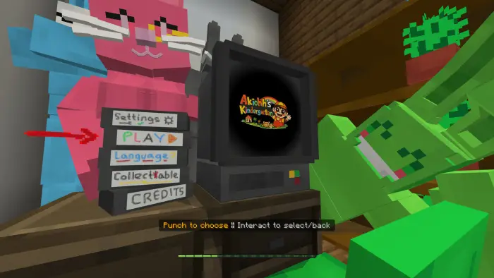 ALT VHS-style game menu with cartoon animals