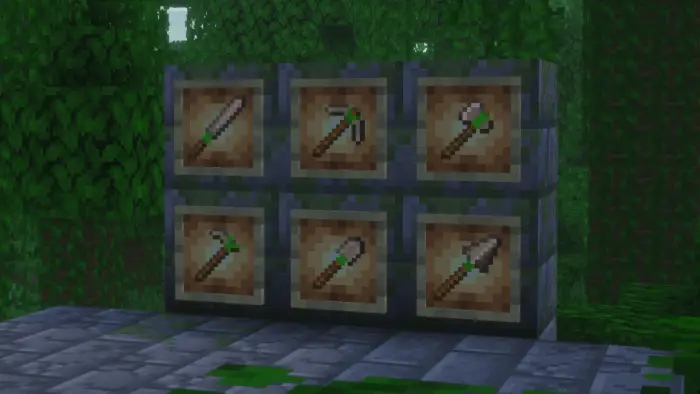 Primitive stone tool textures displayed