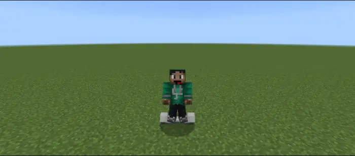 Player riding a hoverboard on grassy terrain