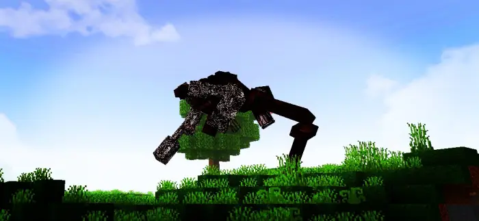 Giant hostile creature crawling on grass