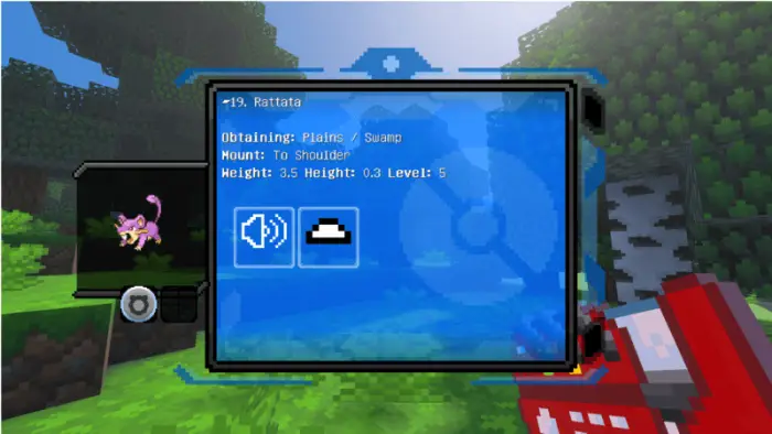 Pok&eacute;drock addon showing Rattata info screen