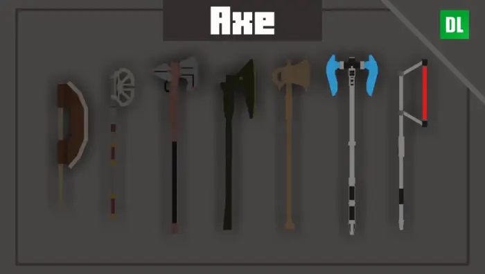 Seven Star Wars-themed axes displayed