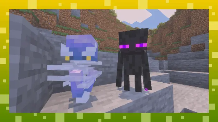 Baby mobs standing on stone terrain