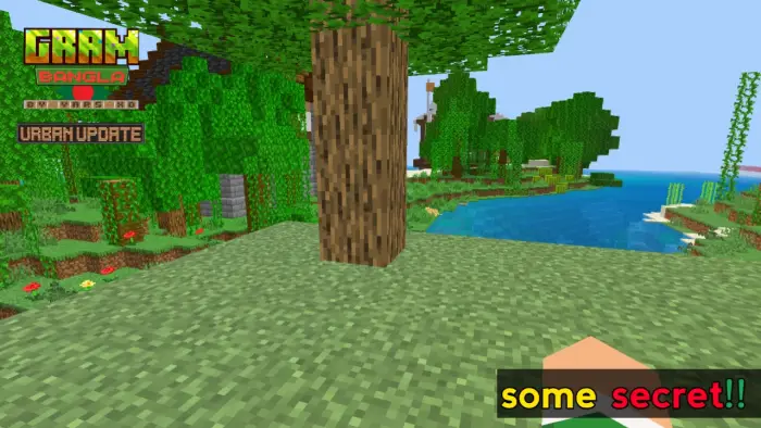 ALT text Blocky rural landscape with trees and river