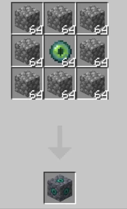Crafting recipe for a teleportation block