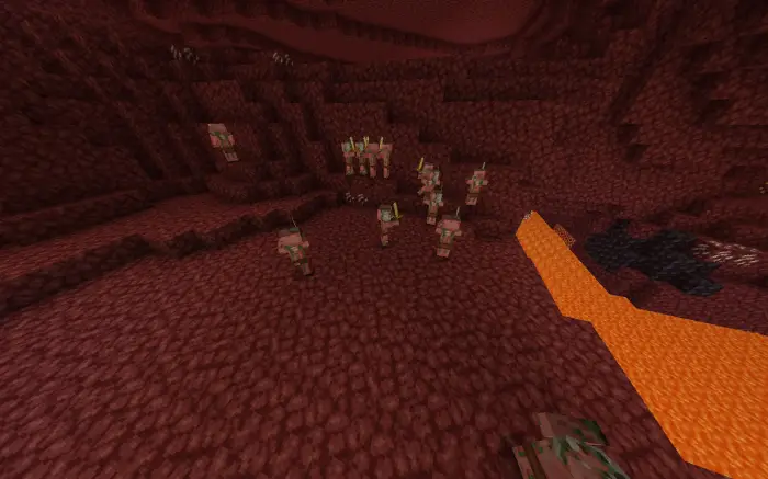 Group of pig-like monsters near lava pool