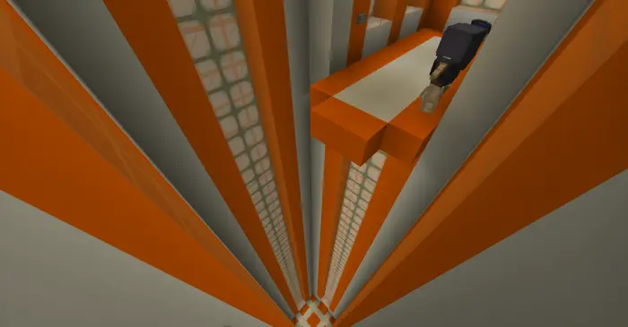 Player prepares to jump into deep shaft.