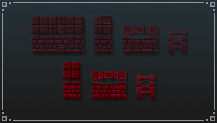 Dark and red nether brick block variations