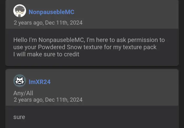 ALT Permission request for texture pack use