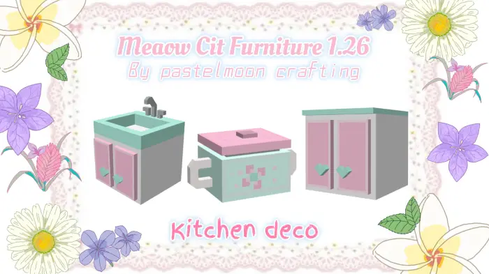Pastel kitchen furniture with floral border