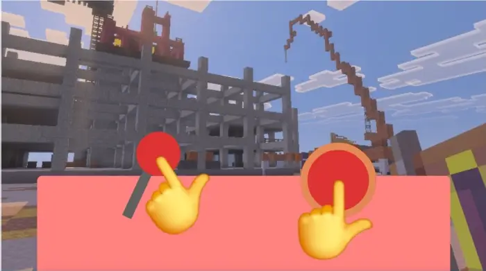 Construction site with control icons overlay