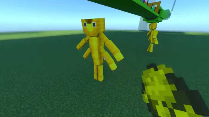 Blocky yellow creature in daycare playground