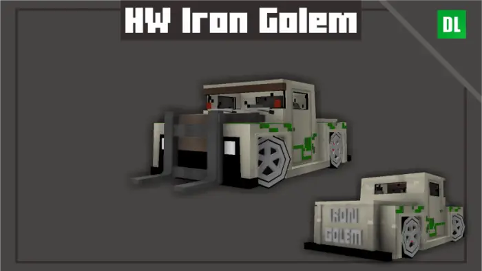 Boxy toy car styled like an iron golem