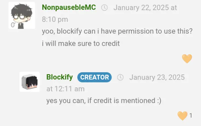 ALT User requests permission, creator agrees.