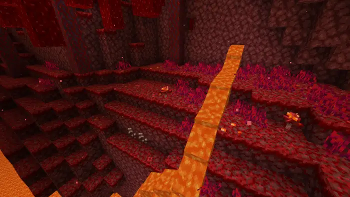 Red terrain with new flowers and small rocks