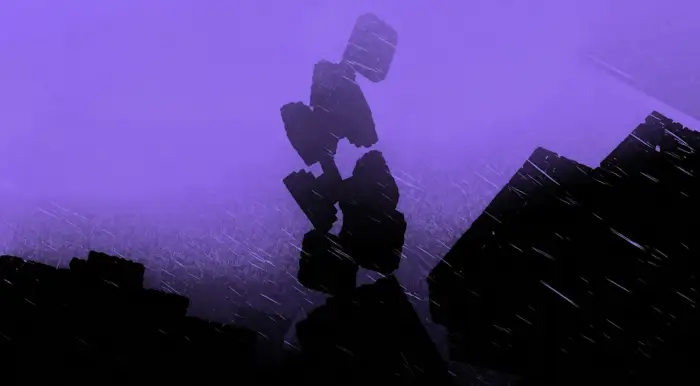 Silhouette of Siren Head in a stormy scene