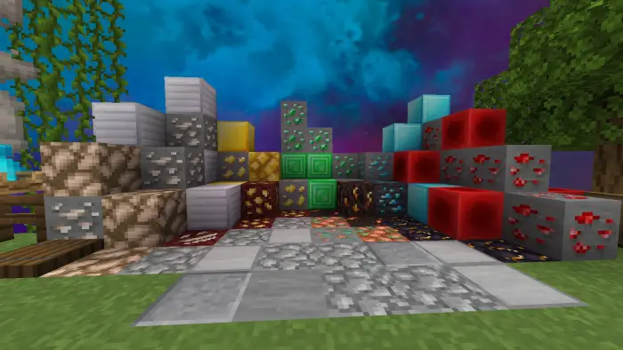 Vibrant PvP ores and blocks display