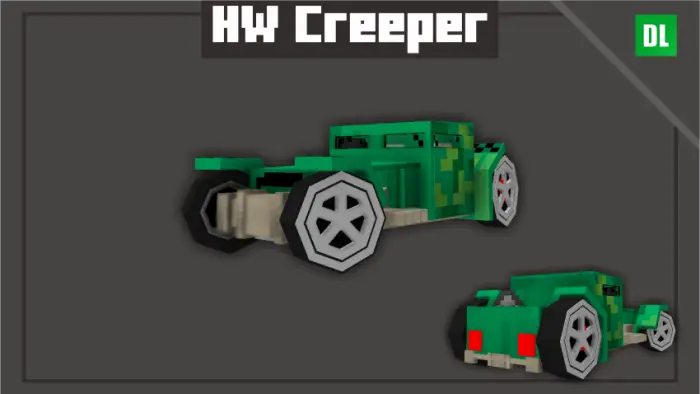 Green creeper-themed toy car render