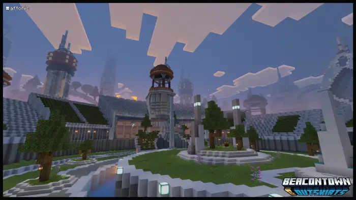 ALT Central plaza with towers at sunset