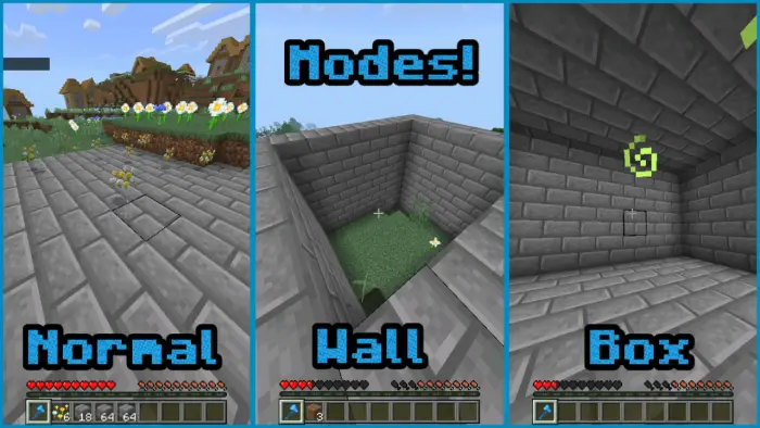 Normal, wall, and box building modes shown