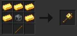 Gold mace crafting recipe with materials shown