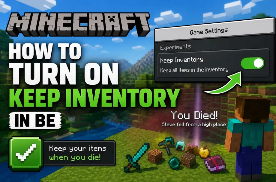 Thumbnail: How to Turn On Keep Inventory in Minecraft Bedrock