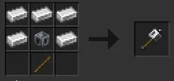 Crafting recipe for an iron mace shown