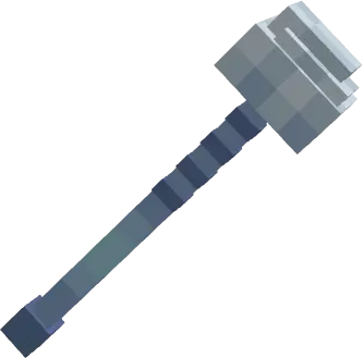 Pixelated silver battle hammer weapon.