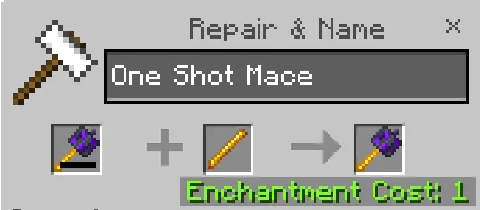 ALT text Renaming and crafting One Shot Mace