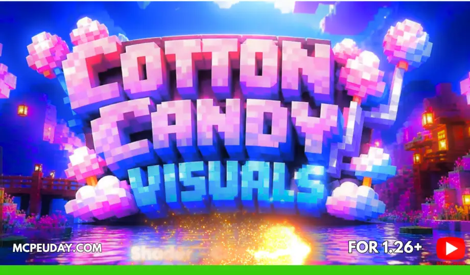 Thumbnail: Camy’s Cotton Candy Visuals Shader (1.21) – MCPE Aesthetic Shader