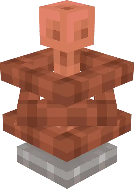 Blocky copper structure with square base
