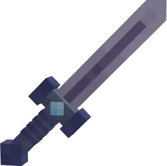 Pixelated blue sword with glowing gem