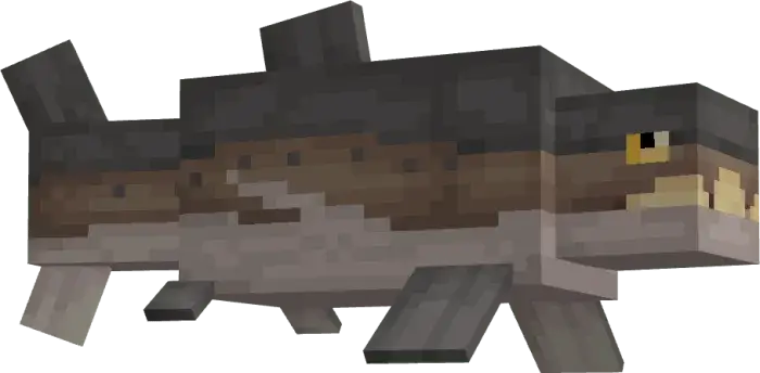 Blocky trout fish model for aquarium add-on