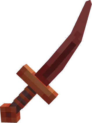 Pixelated red sword with brown hilt