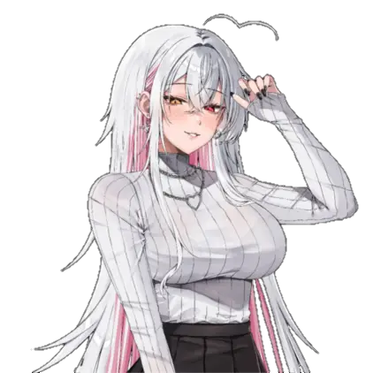 Anime girl Subaka in a striped sweater