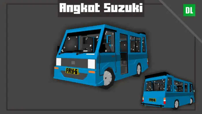 Blue pixel-style Suzuki Angkot vehicle model