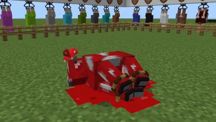 Butchered cow mob on grassy field