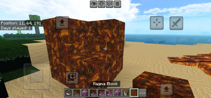 Magma blocks with enhanced textures on sand