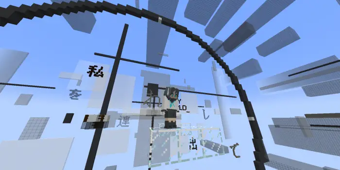 Player on glass platform in themed parkour map