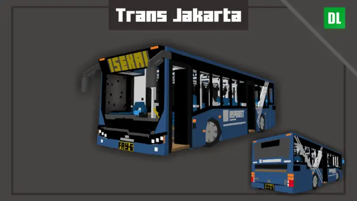 Blocky blue Trans Jakarta city bus model