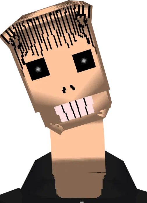 Blocky horror entity with wide eyes and grin