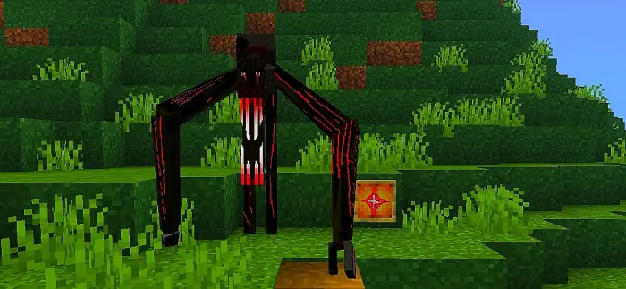 Hostile black and red monster with sharp teeth