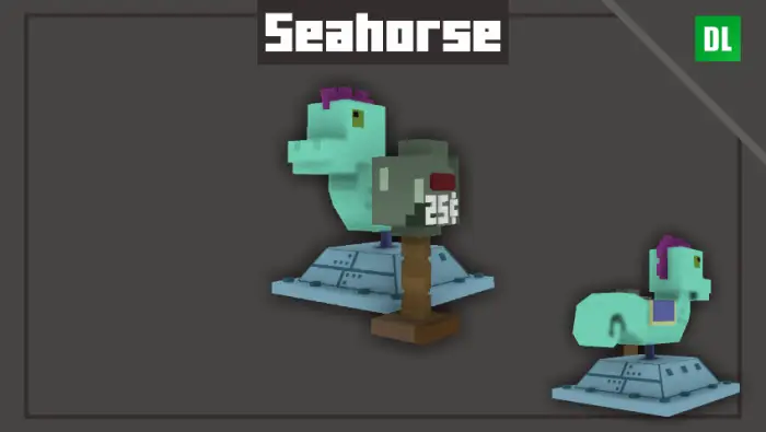 Blocky seahorse ride with purple mane