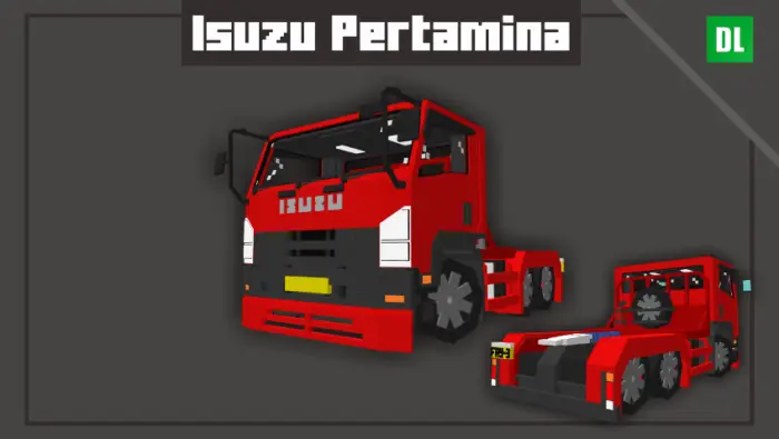 Blocky red Isuzu Pertamina truck model