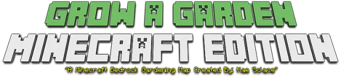 Grow a Garden map logo with pixel font