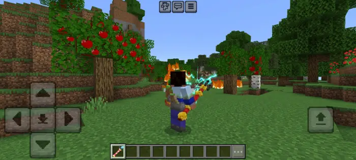 Player with lightning staff in modded forest
